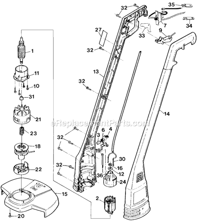 Page A Diagram and Parts List for ST200 Type 2 Black and Decker Trimmer